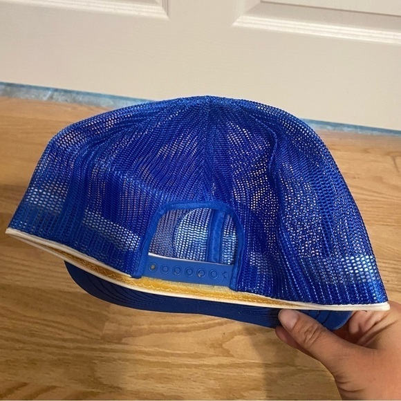 Vintage WNYTPA Patch Mesh Snap Back Trucker Hat Blue Made in USA Tractor Pull - Picture 9 of 9